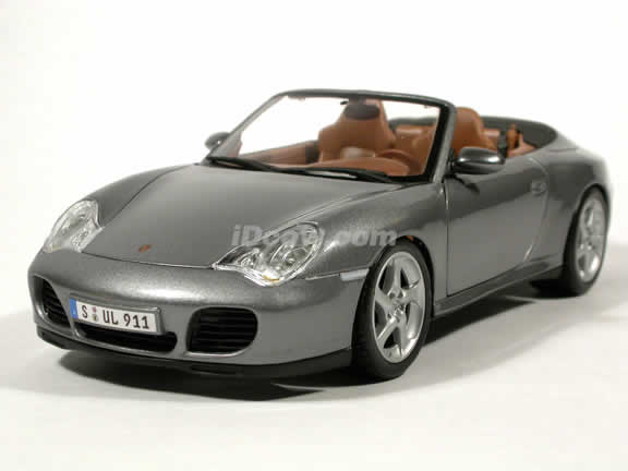 2004 Porsche 911 Carrera 4S Cabriolet diecast model car 1:18 scale die cast by Maisto - Dark Silver