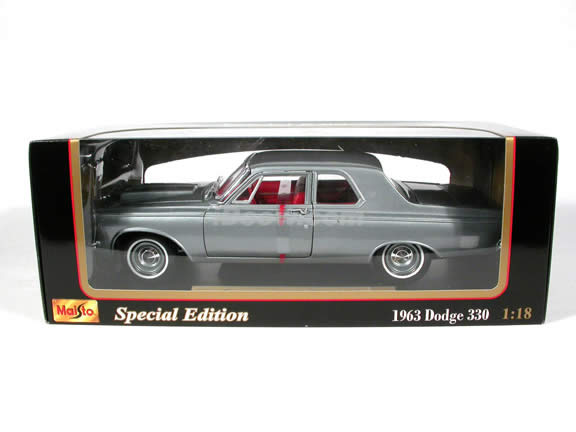 1963 Dodge 330 diecast model car 1:18 scale die cast by Maisto - Silver