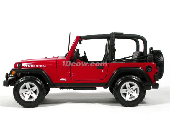 2004 Jeep Wrangler Rubicon diecast model car 1:18 scale die cast by Maisto - Red