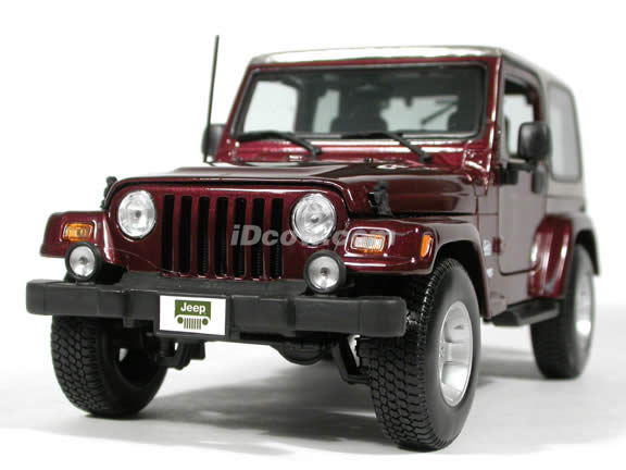 2004 Jeep Wrangler Sahara diecast model car 1:18 scale die cast by Maisto - Maroon