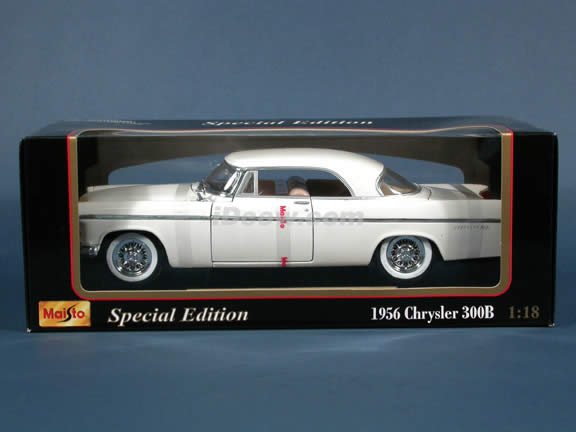 1956 Chrysler 300B diecast model car 1:18 scale die cast by Maisto - White