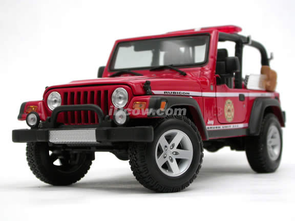 2004 Jeep Wrangler Rubicon Brush Fire Unit diecast model car 1:18 scale die cast by Maisto - Red 36115