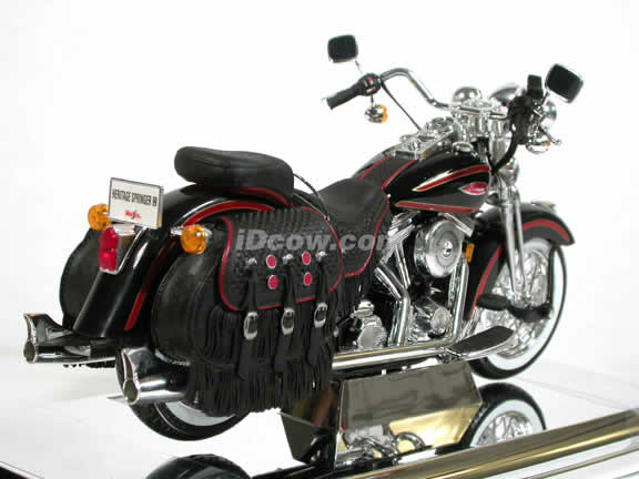 Harley Davidson Heritage Springer FLSTS Model Diecast Motorcycle 1:10 die cast by Maisto - Black with Red Trim