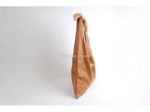 Brown man made leather roomy fashion Handbag
