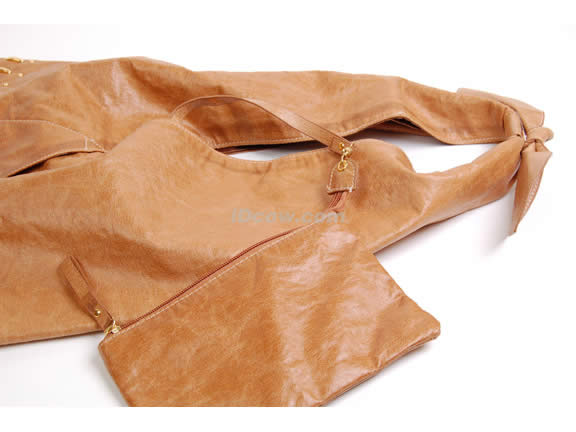 Brown man made leather roomy fashion Handbag