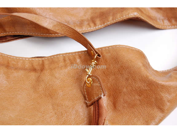 Brown man made leather roomy fashion Handbag