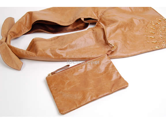 Brown man made leather roomy fashion Handbag
