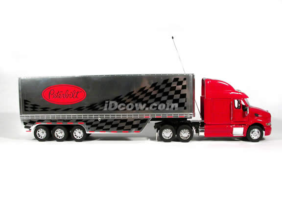 Peterbilt 387 diecast model RC Truck 1:32 scale die cast by NewRay - Red - Checker Trailer