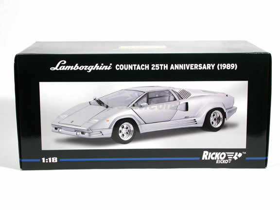 1989 Lamborghini Countach 25th Anniversary diecast model car 1:18 scale die cast by Ricko Ricko - Silver 32141