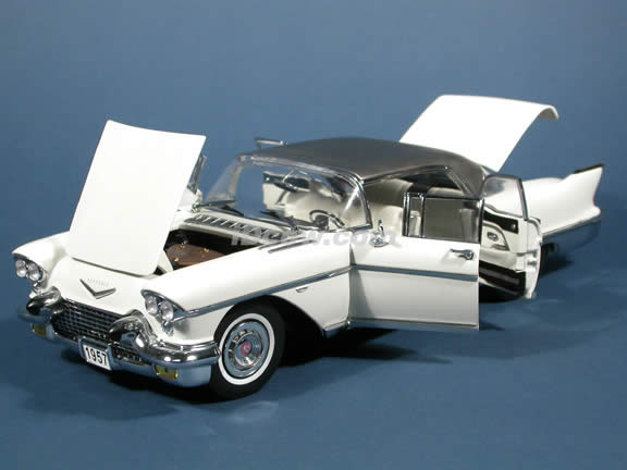 1957 Cadillac Brougham Diecast model car 1:18 scale die cast by Sun Star - Warm White