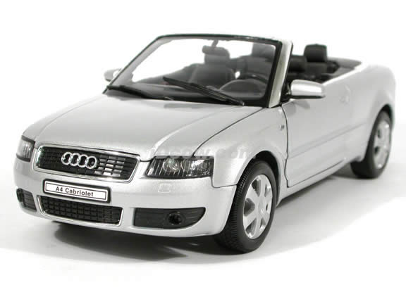 2004 Audi A4 Cabriolet diecast model car 1:18 scale die cast by Welly - Silver