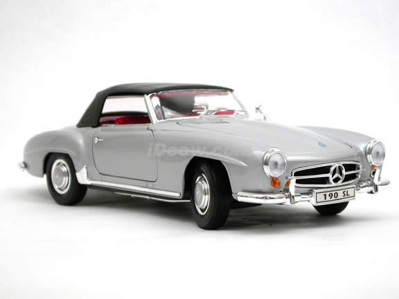 1955 Mercedes Benz 190SL diecast model car 1:18 scale die cast by Welly - Silver 19841H