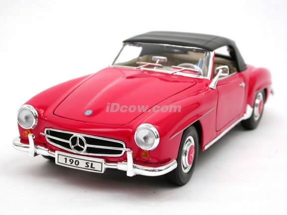 1955 Mercedes Benz 190SL diecast model car 1:18 scale die cast by Welly - Red 9841w