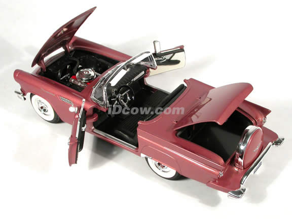 1957 Ford Thunderbird diecast model car 1:18 scale die cast by Leather Series Yat Ming - Metallic Pink