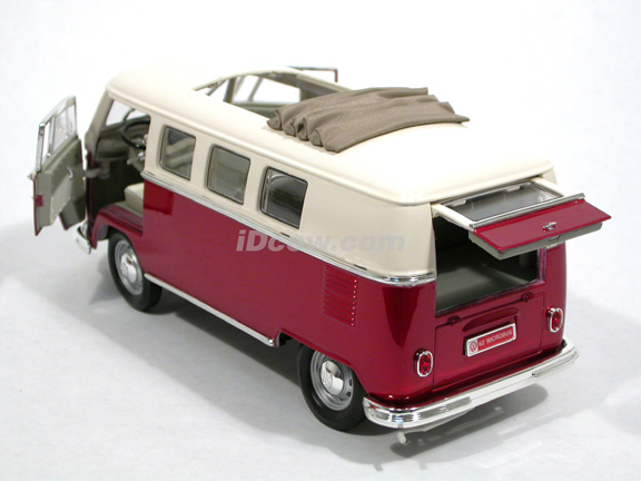 1962 Volkswagen Microbus diecast model car 1:18 scale die cast by Yat Ming - Red White 92327